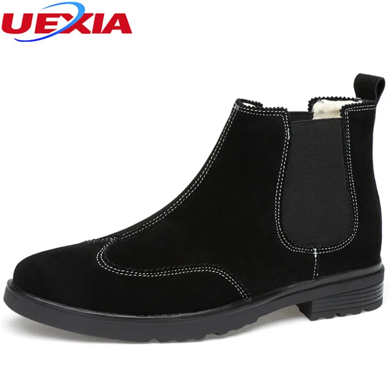 

UEXIA Fashion Designer Ankle Male Boots Leather Men Business Shoes High Quality Winter Boots With Fur Warm Casual Luxury Comfort