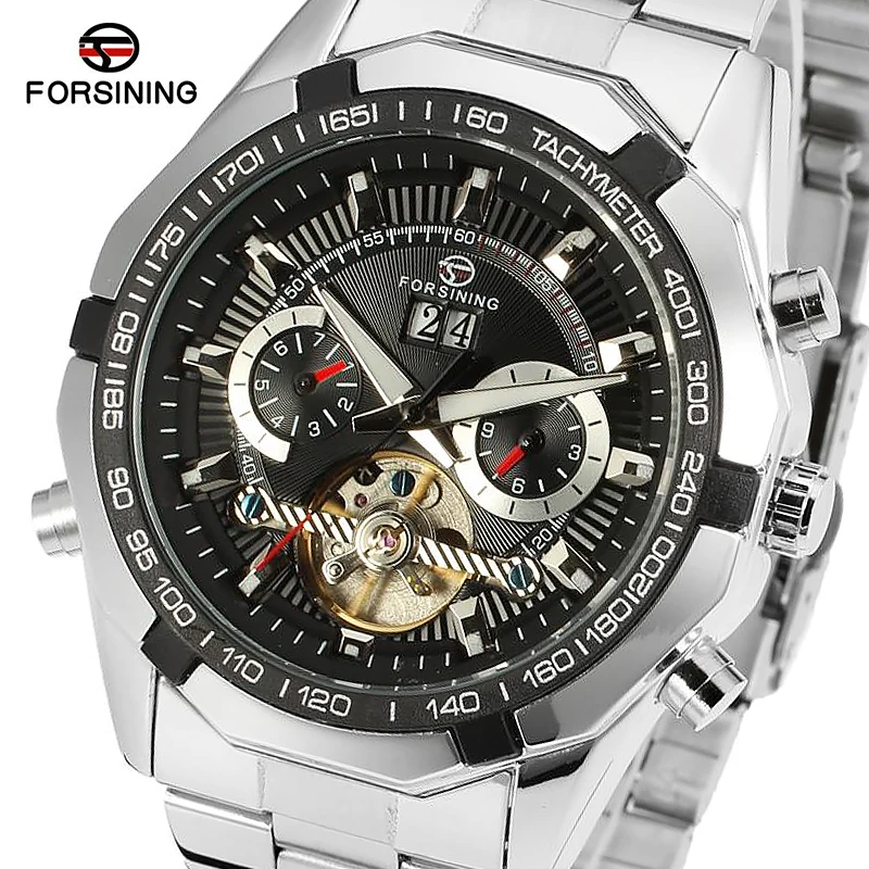 Vero e proprio movimento volante Tourbillon di lusso da uomo scheletro orologio automatico in