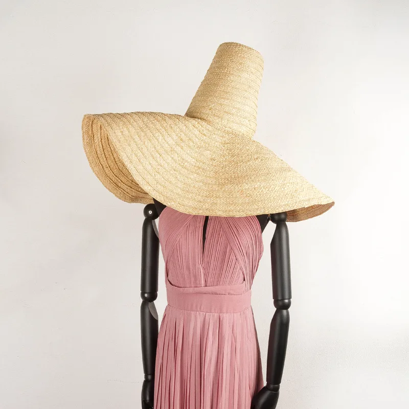 

01904-hh7336 2019 summer handmade RAFFIA Model show campaniform wind brim beach lady sun cap women leisure hat