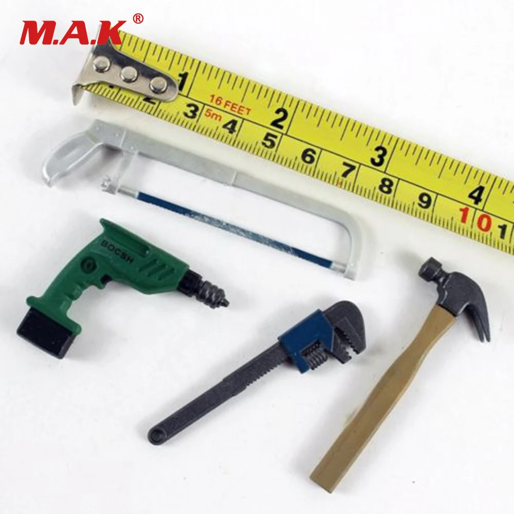 1/6 Scale Mini Repair Tools Model Electric Drill Hammer Saws Wrench