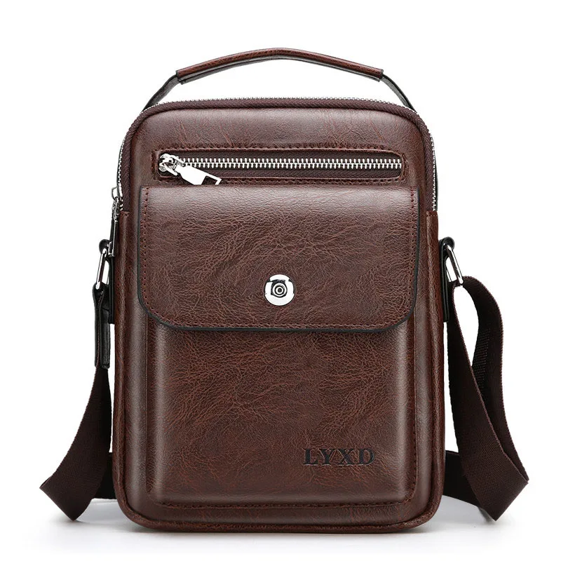 WEIXIER модная мужская сумка через плечо из искусственной кожи высокого качества дорожная сумка через плечо мужская кожаная сумка-мессенджер повседневная черная деловая Мужская s - Цвет: Dark Brown-Small-S