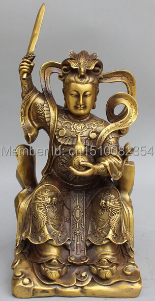 14-дюймовая китайская Taoism бронзовая jiu tian xuannv Женская потрясающая статуя Belle