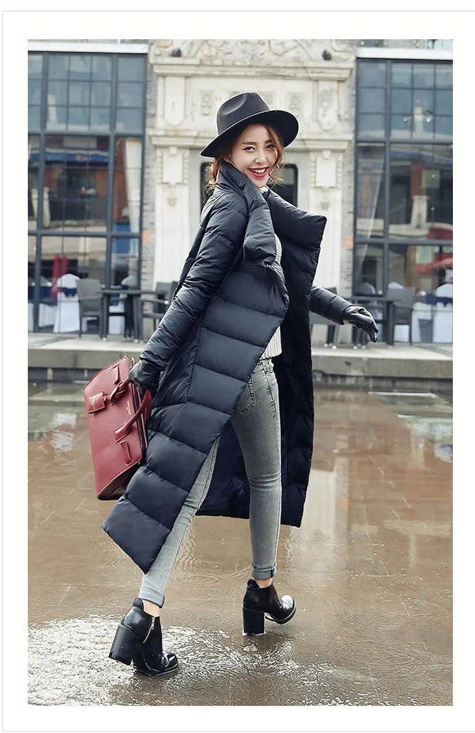 Новинка, зимний плотный теплый пуховик с длинными секциями, свободное и удобное модное тонкое женское пальто с большим карманом