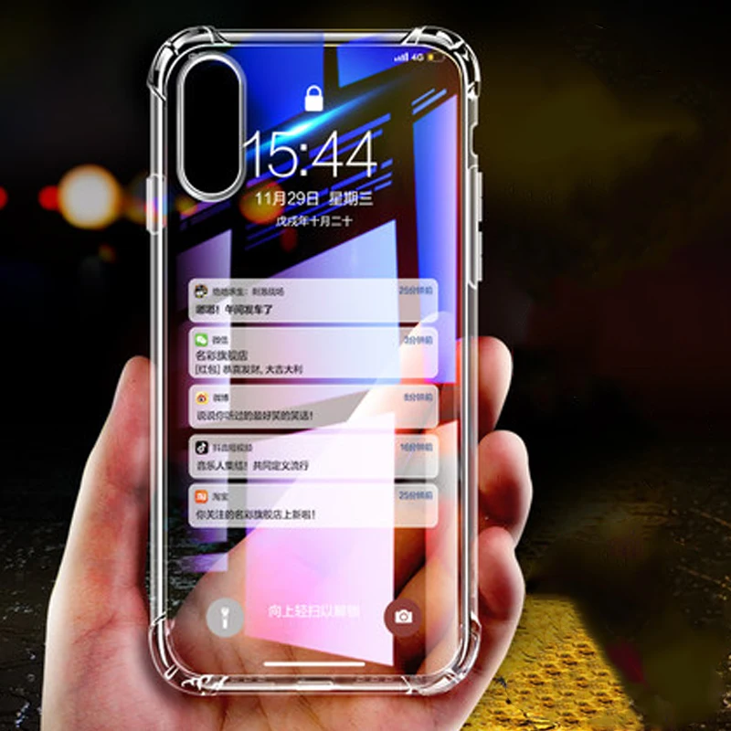 

Airbag Shockproof Design Transparent Soft TPU Cover For iPhone Xs Max Xs 360 Protection Coque For iPhone 8 7 6 5 5S Glossy Case