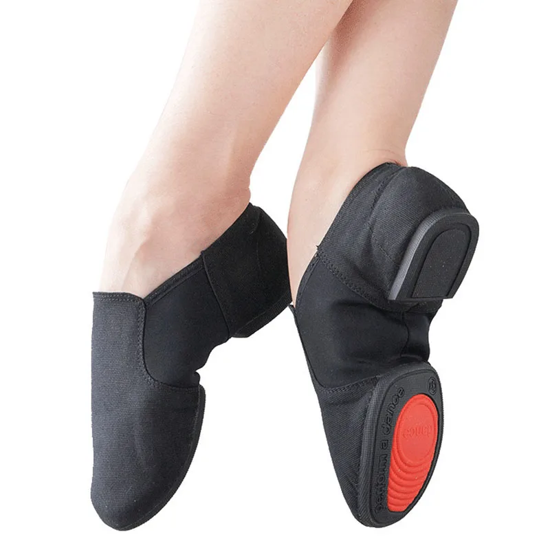 Популярная профессиональная танцевальная обувь для женщин, парусиновые джазовые кроссовки, мягкие балетные танцевальные туфли, джазовая обувь, танцевальные кроссовки без шнуровки - Цвет: Black