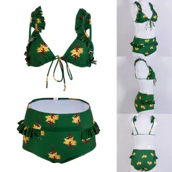

Sexy Flower Print Swimmer Women Bandage Bikini Push-up Padded Bra Swimsuit Bathing 2pcs Set Swimwear