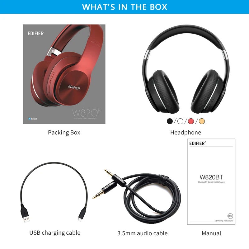 Беспроводные Bluetooth стереонаушники EDIFIER W820BT V4.1 с технологией CSR регулируемые