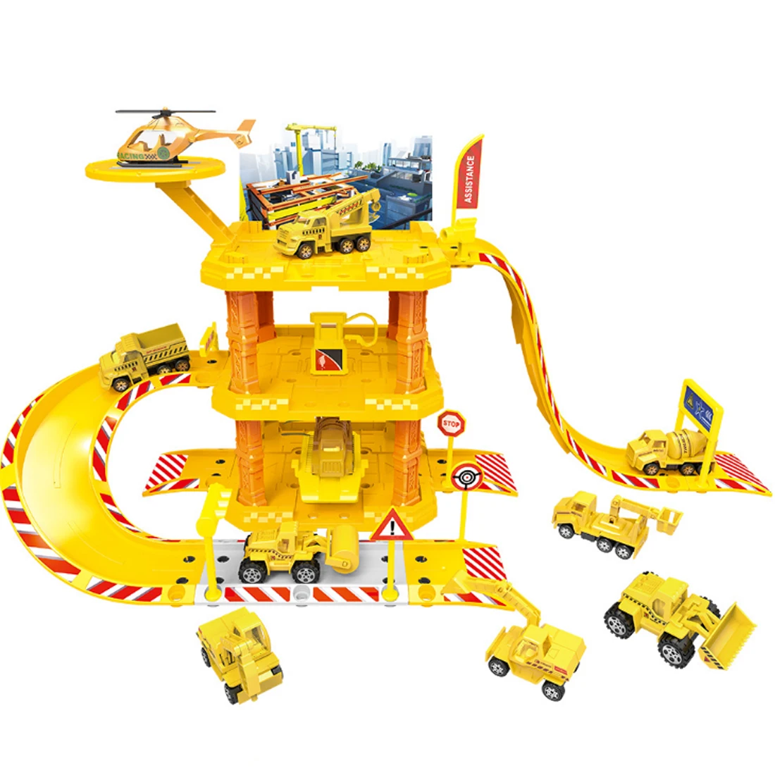 

Durable Alloy Children Vehicles Model Toys 1:64 Fire Parking Alloy Engineering Track Parking Lot Model Cars for Kid Playing Kits