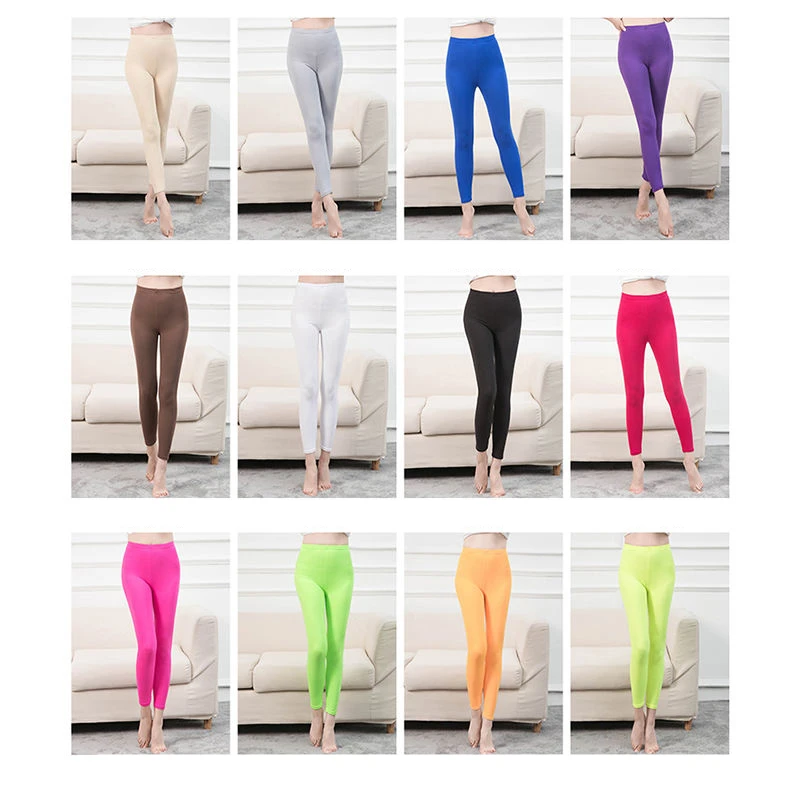 INDJXND Neon Stretch Leggings White High Waist Women Push Up High Waist Female Skinny Pencil Pants Candy Color Summer Leggings leggings