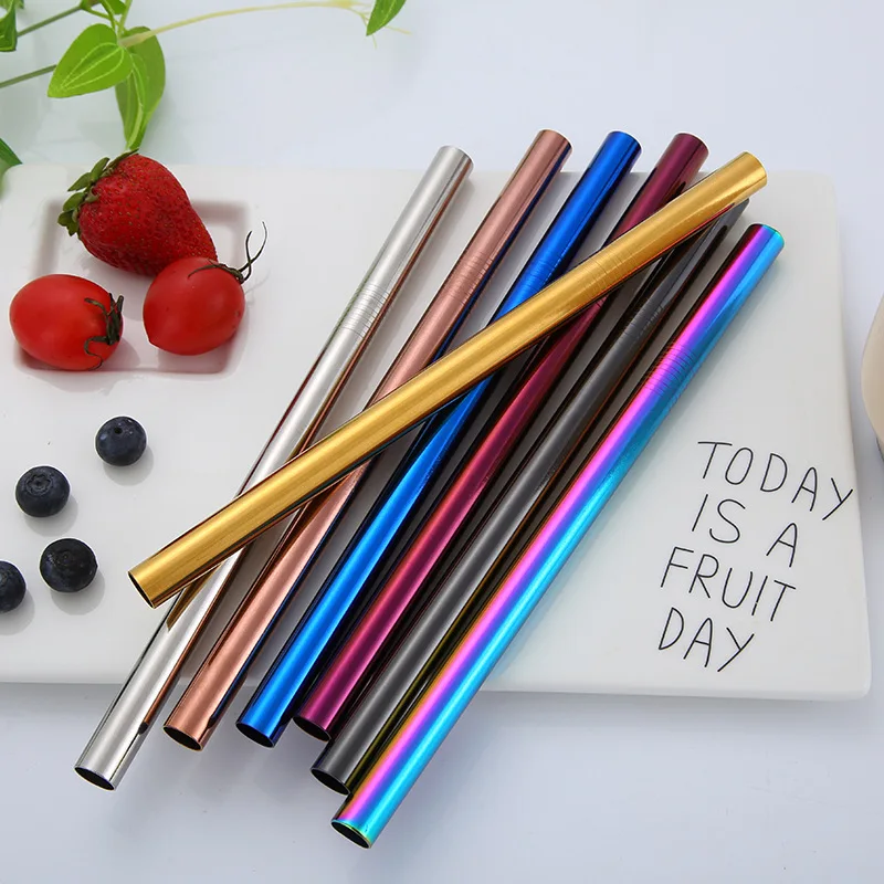 12mm Metal Straw Reusable Multicolor Stainless Steel Drinking Straws Straight Party Bar Accessory for Mug Gift | Дом и сад