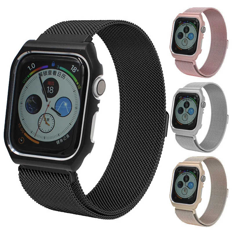 

40mm/44mm Milanese Stainless Steel Apple Watchbands Strap for iwatch Watch Accessories Adapters Protective Case Magnet Buckle