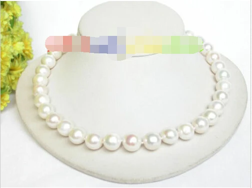 

hot sell new - Genuine 13mm 17" round white freshwater pearls necklace filled gold clasp j7851 ^^^@^Noble style Natural Fine j