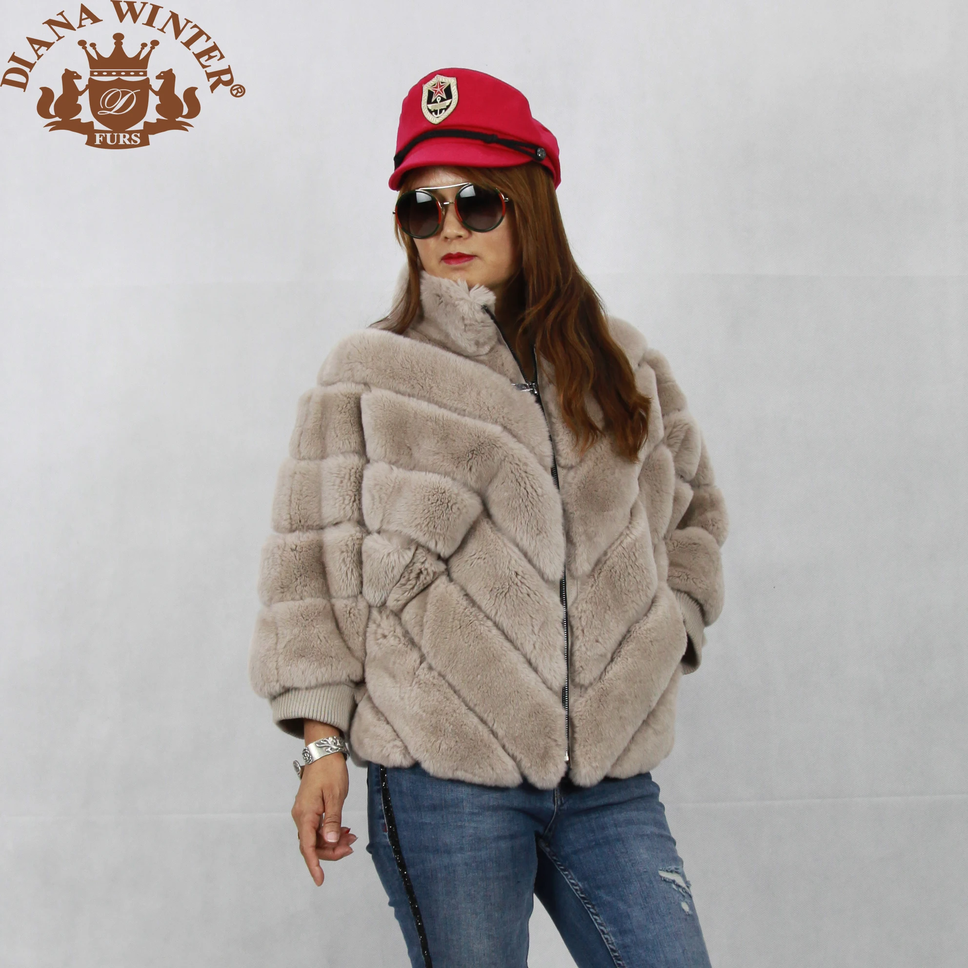 

winter warm rabbit fur coat jacket fashion trend women's jacket women's short coat commuter natural fur DIANA WINTER2019