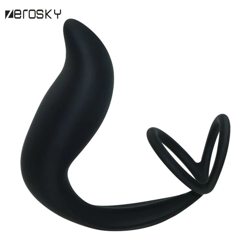 Zerosky Male Prostate Stimulation Massager Anal Plug Intimate Sex Products for Men Double Ring Strap on Dildo Vibrator |