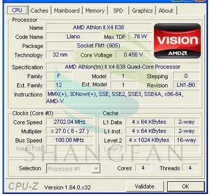 AMD Athlon II X4 638 X4-638 2.7 GHz Quad-Core CPU Processor AD638XOJZ43GX Socket FM1 computer processor list