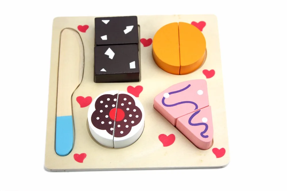wooden Kitchen toys Cut Fruits Vegetables Dessert Kids Cooking Toy Food Pretend Play Puzzle Educational cooking For Baby | Игрушки и