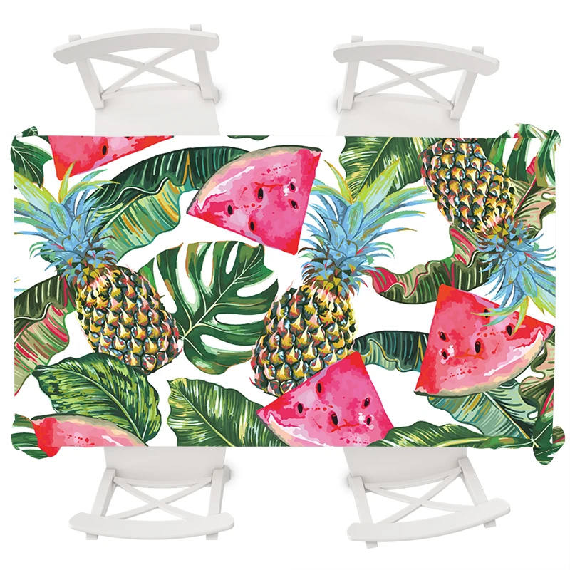 

Tropical Plants Waterproof Rectangular Tablecloths Boho Watermelon Pineapple Decorative Round Tablecloth Hotel Large Table Cloth