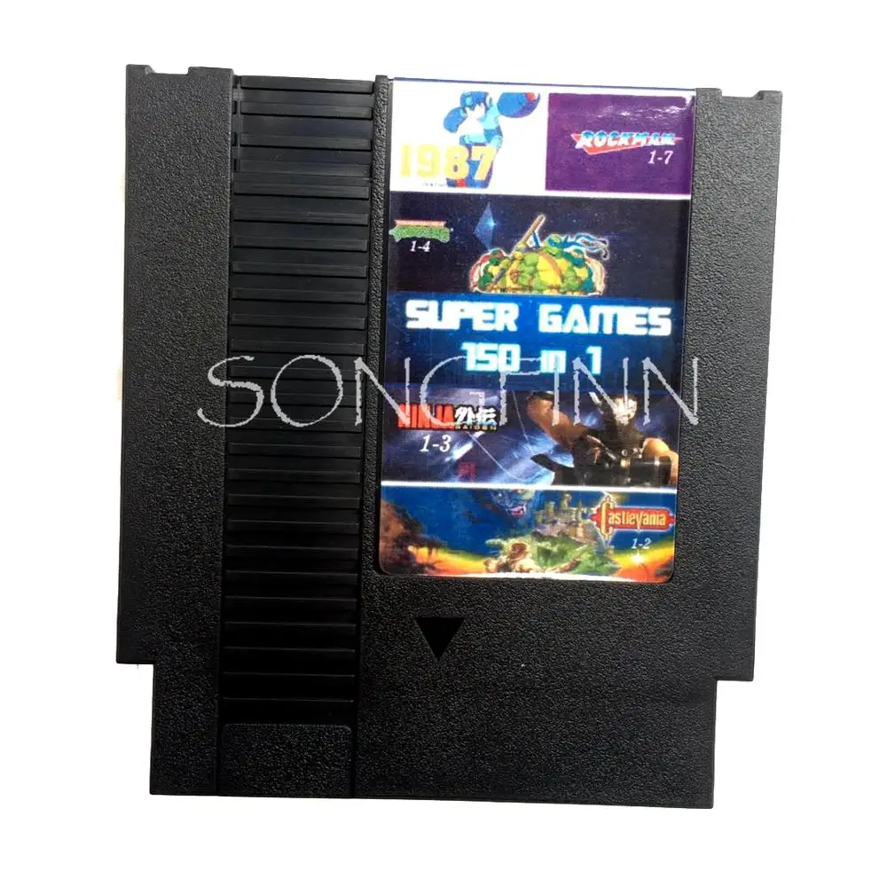 

Top 150 in 1 Cartridge for 72 Pin 8 Bit Video Game Console with Rockman 1 2 3 4 5 6 TURTLES Contra Kirby's Adventure Castlevania