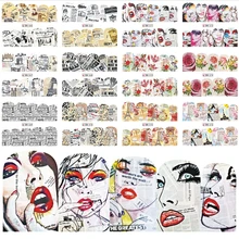 12 видов конструкций газетные наклейки для ногтей, косметические обертывания, переводные наклейки для ногтей, смешанные в стиле ретро, инструменты для маникюра, BEBN565-576