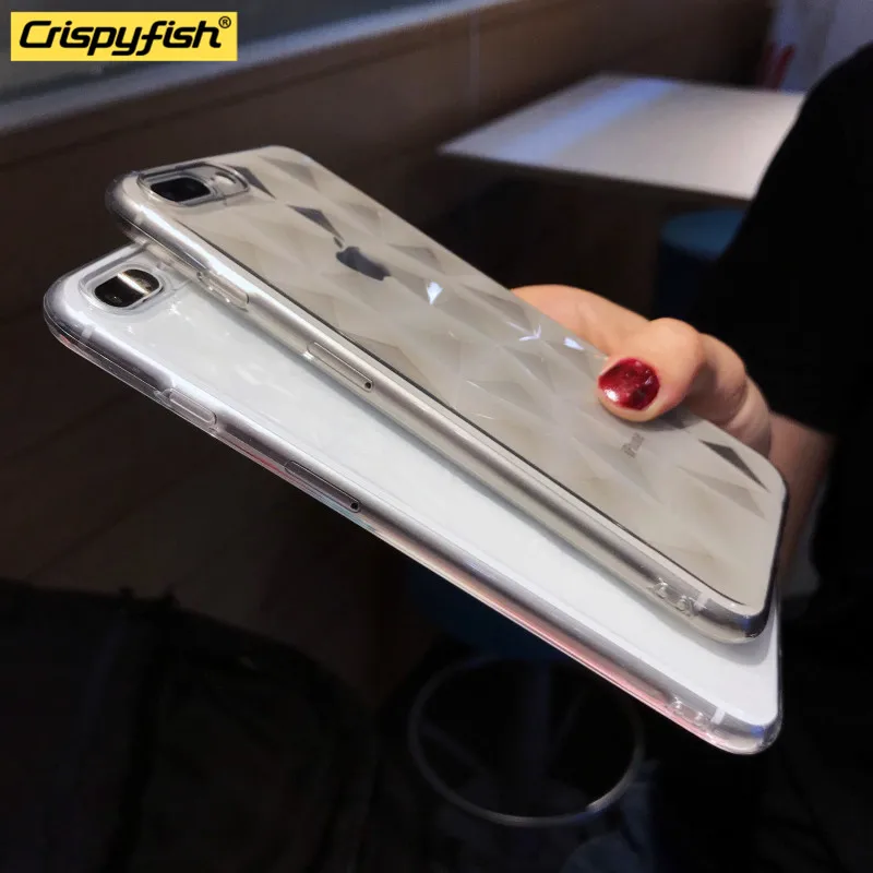 Crispyfish Роскошный Блестящий Бриллиант чехол для телефона для iPhone 6 6s 7 8 plus X Xs XR Xs Max Прозрачный Мягкий ТПУ силиконовый чехол