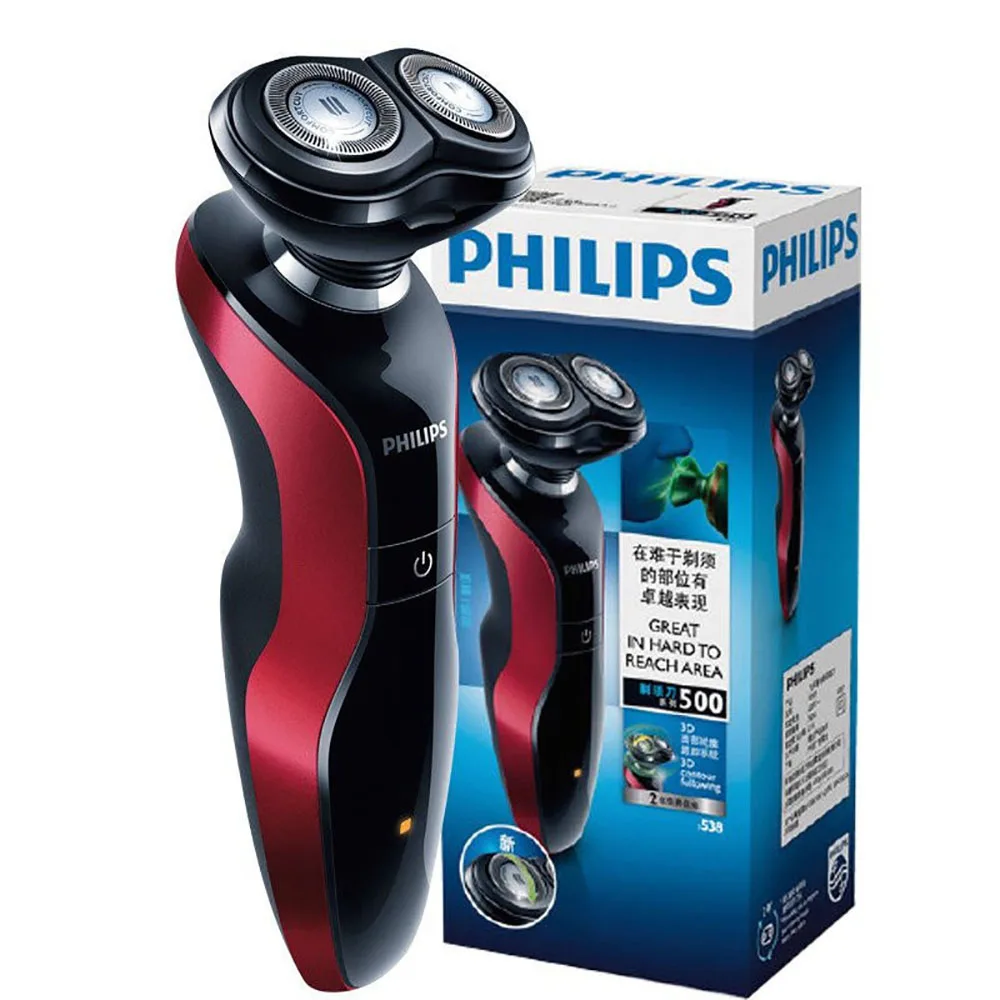 Philips S538 Автофокус электробритва перезаряжаемая моющаяся 3D умная шпон Влажная и сухая вращающаяся Нескользящая ручка - Цвет: Черный