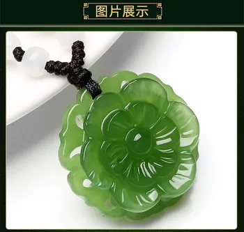 

Xinjiang hetian green stone ruyi flower pendant natural female flower rich spinach green pendant/1