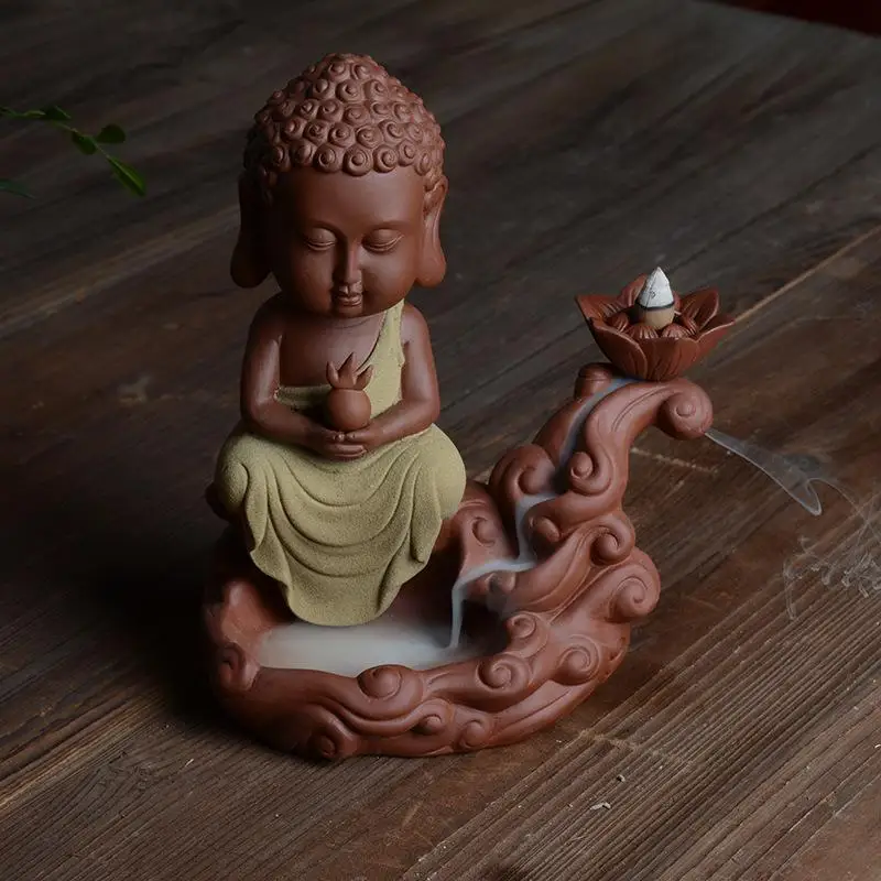 

Home Decor Creative The Little Monk Small Buddha Censer Backflow Incense Burner Use In Home Teahouse Chinese Style Burner
