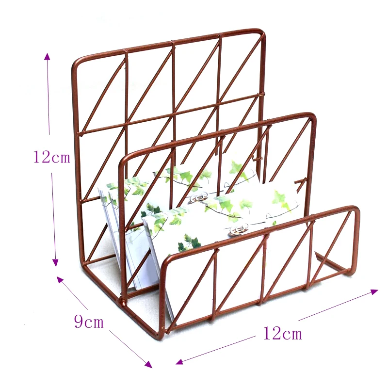 Розовое золото офисные школьные принадлежности держатель для букв Органайзер конверт сортировщик проволочная сетка металлический держатель для заметок маленький лоток