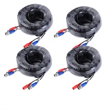 ANNKE 4 Packed White / Black color 30M / 100 Feet BNC Video Power Cable For CCTV Camera DVR Security System