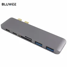 Алюминиевый концентратор Thunderbolt 3 usb type-C с многопортовым адаптером для Macbook Pro /-2 USB 3,0, SD/Micro SD кардридер