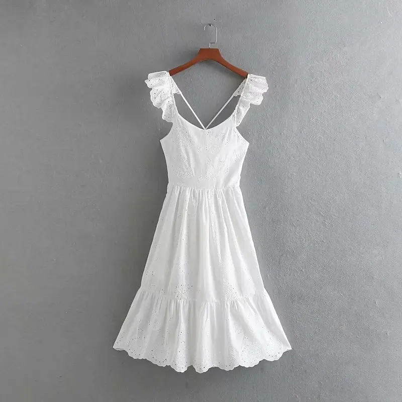 

European and American fashion hollow out embroidery dress CC63-9183