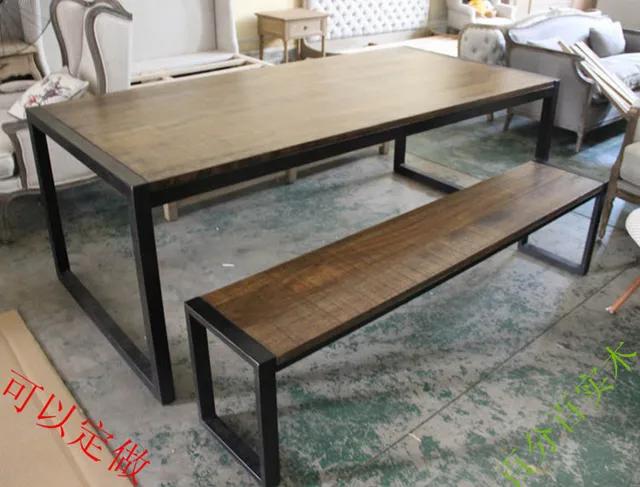Loft American French Country Style Solid Wood Wrought Iron Benches Loft American French Country Style Solid Wood Wrought Iron Benches Long Dining Table To Do The Old Special Off