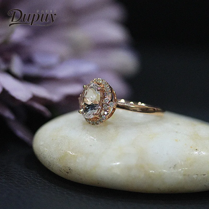 DUPUY Elegant Diamond Ring Women s Fashion Exquisite Morganite Ring Valentine S Day Gift Women s 