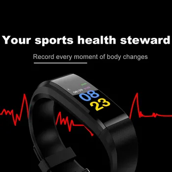 

New Bluetooth ID115 plus Smart Watch Bracelet Wristband Heart Rate Tracker Remote Camera LCD Wristband For Android iOS Phone