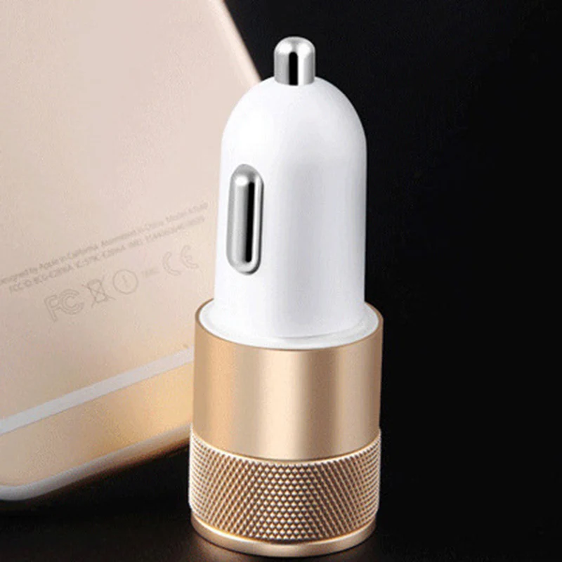 SOONHUA Bicolor Alloy Shell Multiple Protection Car Charger  5V 2A Dual Port USB Fast Charging Adapter For iPhone Samsung Xiaomi