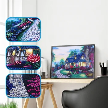 

DIY Special Shaped Diamond Painting Landscape Village Villa Tree Garden Diamond Embroidery Home Decoration Needlework Gift