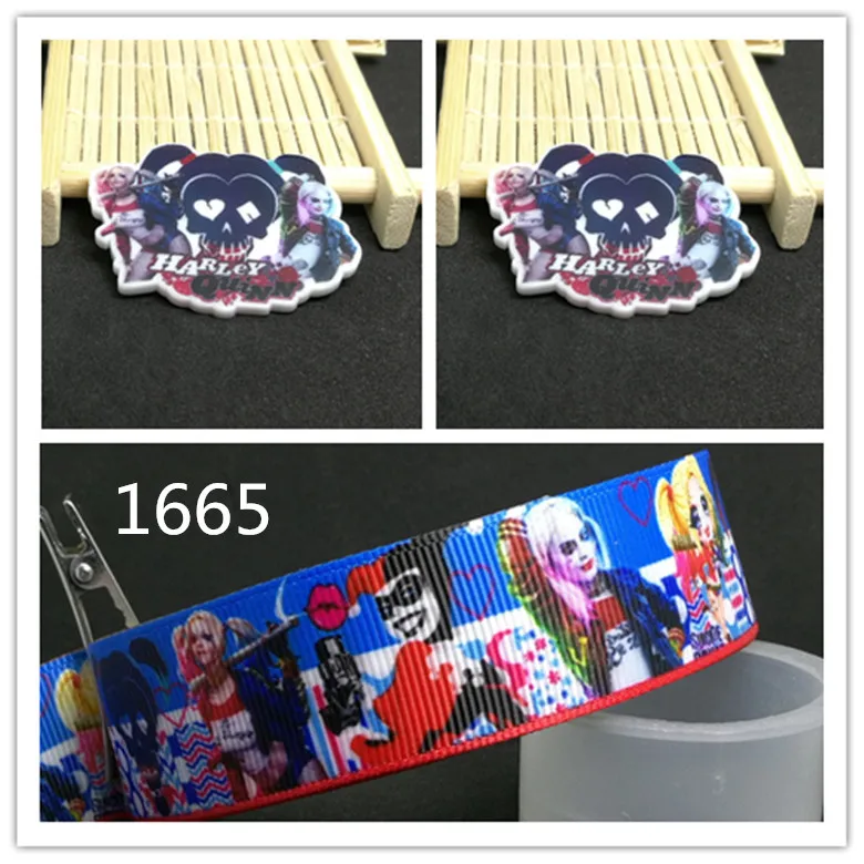 

7/8inch 100yard ribbon and 100pcs resin 1 set printed cartoon printed ribbon and resin RTS1665