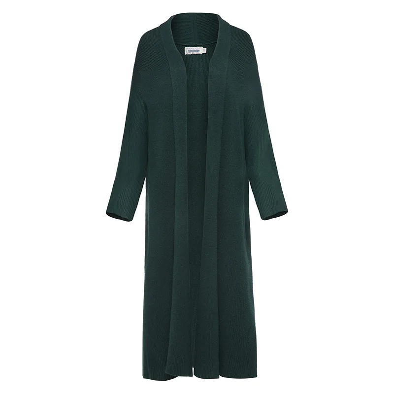 Causal knitting long knitted sweater cardigan woman 2018 autumn slim red knitting long sleeve cashmere green lapel open stitch Sweaters