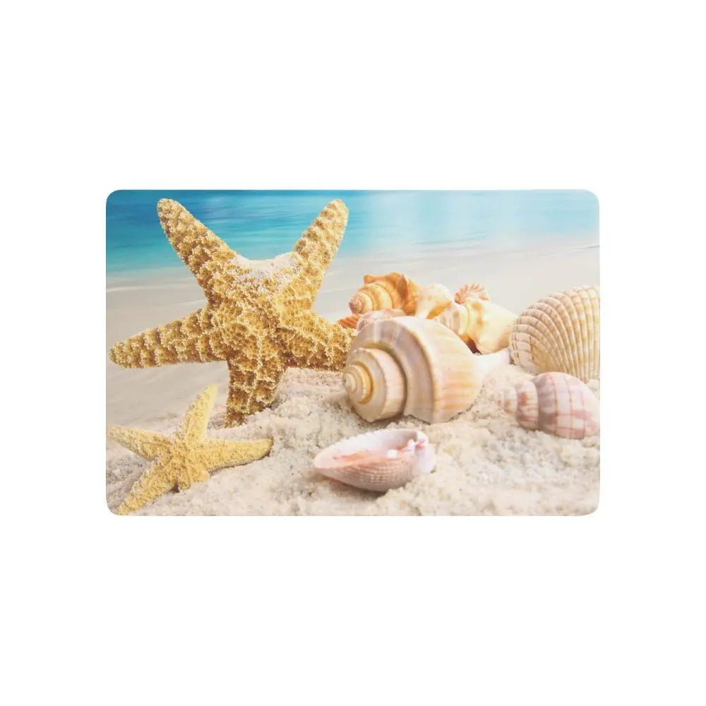 Buy Beach Theme Anti slip Door Mat Home Decor, Starfish and Seashells with Blue
