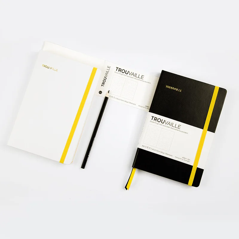 Business Fasion Band Notebook A5 Dots Paper Book 128 Sheets Cool Black White Business Fasion Band Notebook A5 Dots Paper Book 128 Sheets Cool Black White