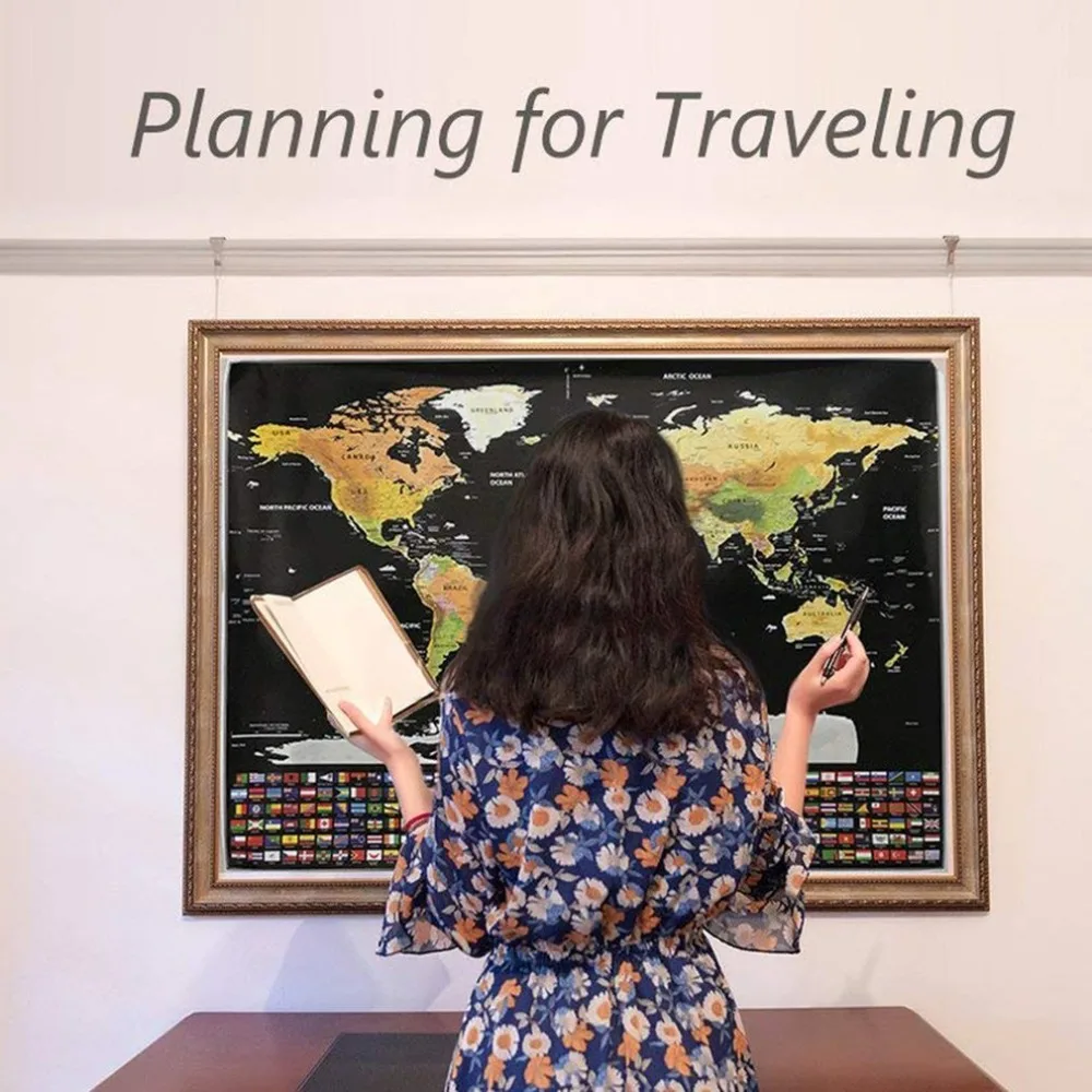 

Erase World Map Home Office Decoration Scratch Off Map 82*60cm L Size Personalized Travel Map Wall Stickers
