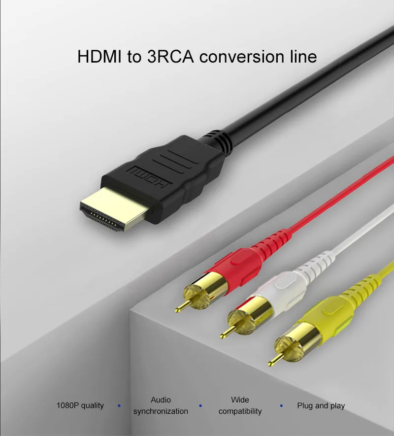 HDMI к RCA кабель HDMI штекер к 3RCA AV композитный штекер M/M разъем аудио-видео конвертер Кабель-адаптер Шнур передатчик