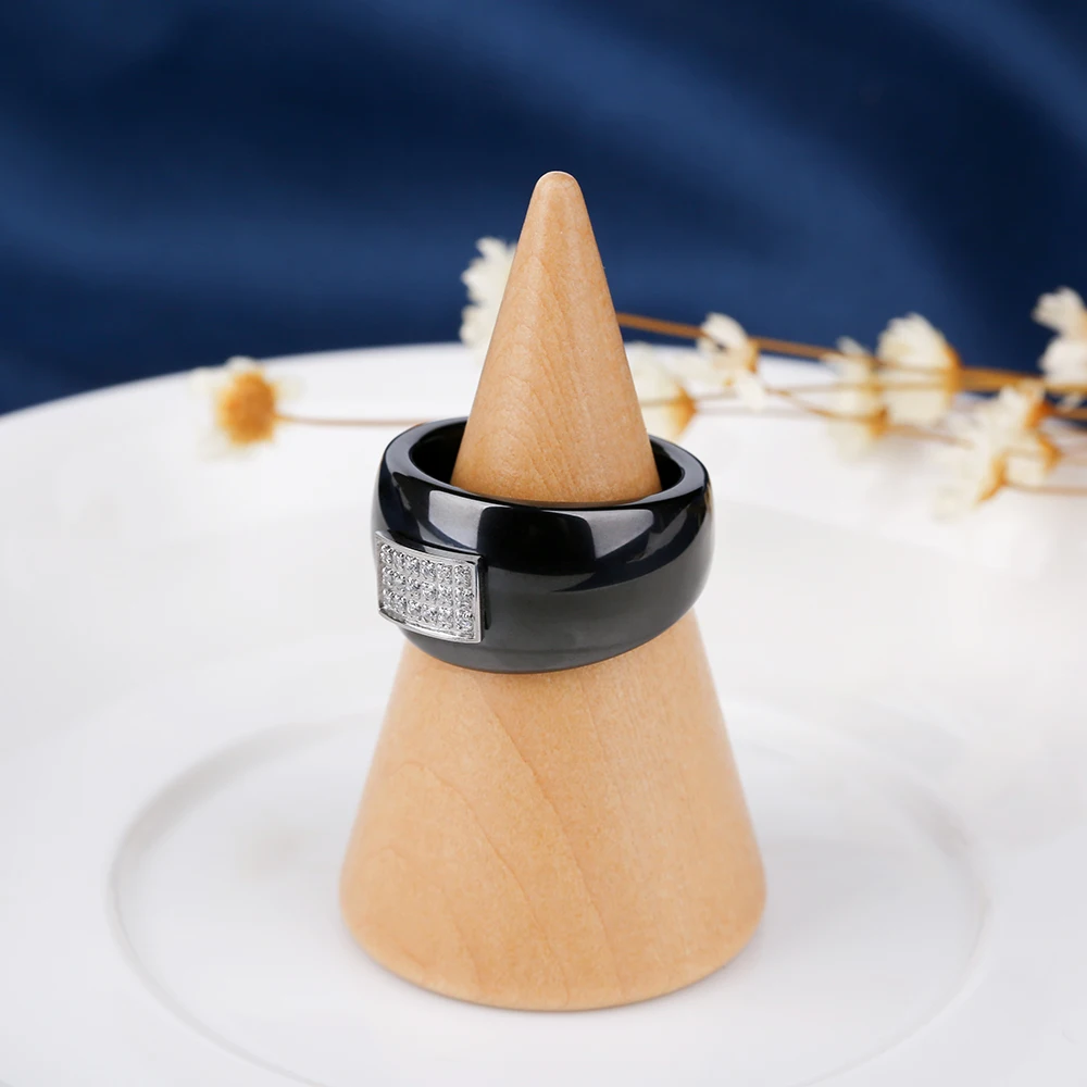 Модные мужские керамические кольца черный маленький большой инопланетянин гладкое керамическое обручальное кольцо Bling кубический цирконий ювелирные изделия кольца подарок