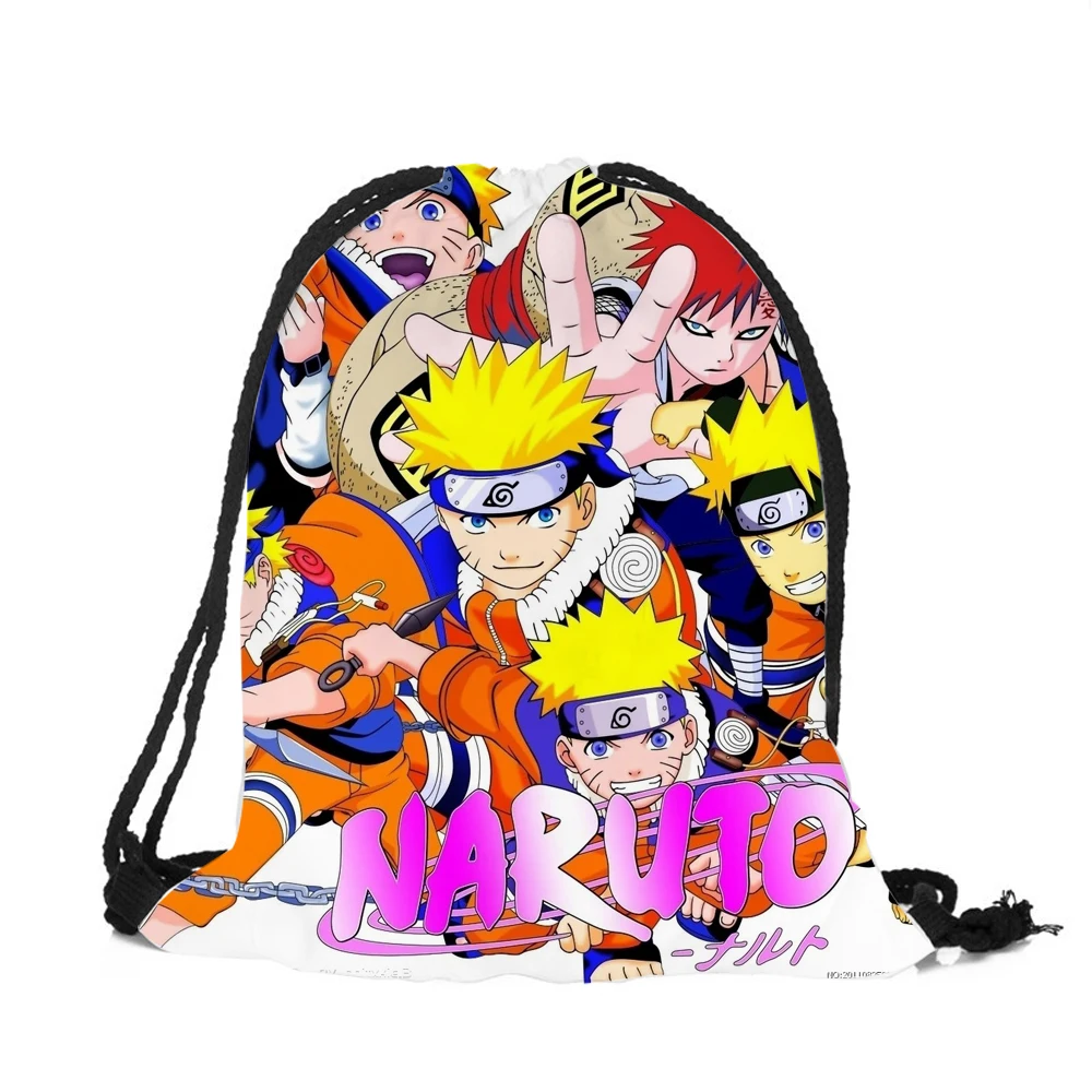  Popular comic character series Naruto prints Drawstring Backpack Mochila Feminina boys Casual Polye - 32916222278