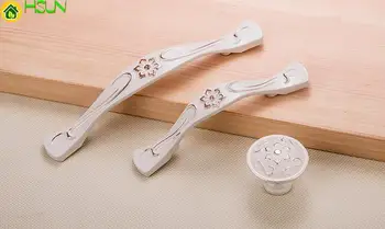 

2 pcs Shabby Chic Dresser Knob Flower Drawer Pull Handles Gold&white Kitchen Cabinet Handle Door Handle Furniture Hardware