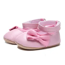 Обувь для девочек Первые ходунки розовый лук принцесса Лето Натуральная кожа Подошва Мода Девочка новорожденный мягкие туфли для малышей