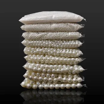 

200pcs White/Beige Color Imitation Pearl Beads 4/5/6/8/10mm Straight Big Hole Loose Beads for Diy Jewelry Making Beading Finding