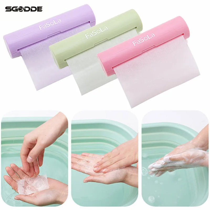 

SGODDE Portable 1.2m Paper Soap Outdoor Hand Washing Bath Scented Slice Sheets Foaming Box Paper Camping Hiking Outdoor Tool