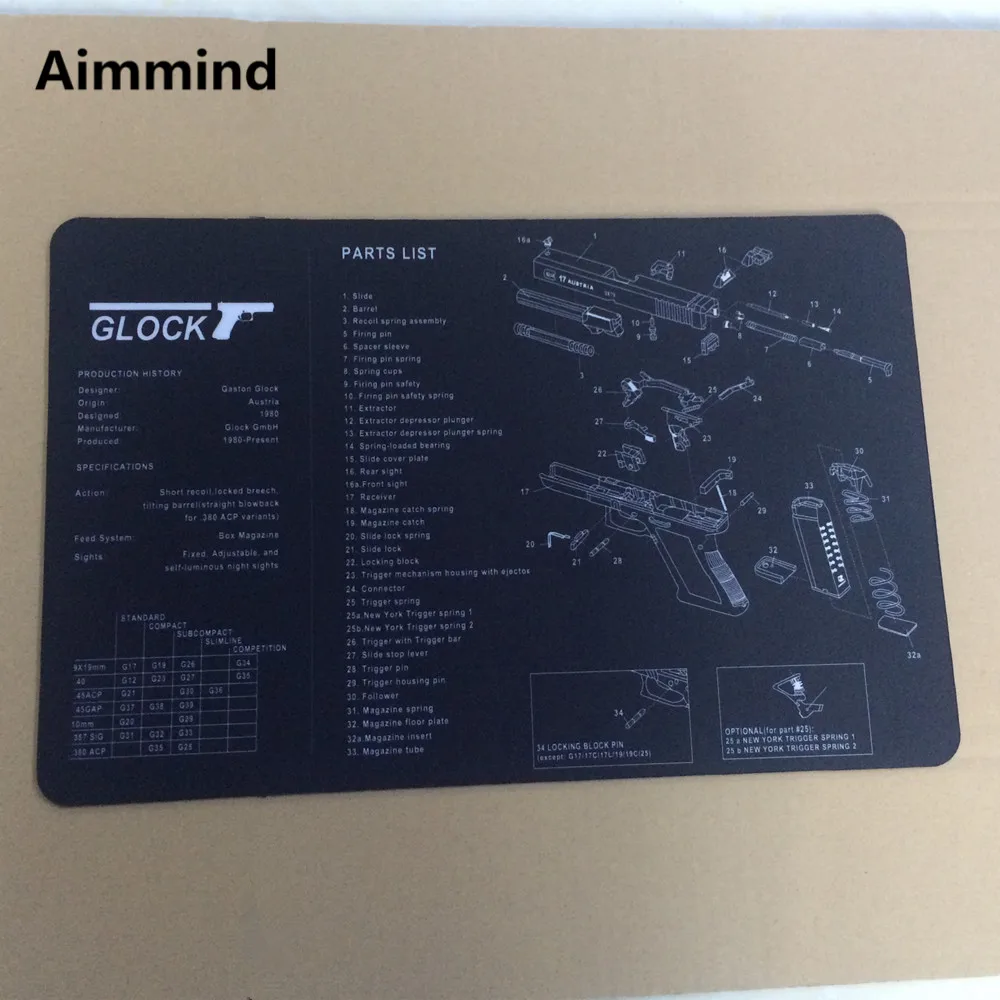 

P226 P229 P220 XD 1911 Glock Gun Cleaning Rubber Mat 17"x11" With Parts Diagram and Instructions Armorers Bench Mat Mouse Pad