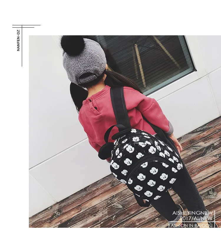 Женский рюкзак с Микки-ушками 2018 Мультфильм mochila для девочек мальчиков качественные маленькие рюкзаки с бантом Минни рюкзак милая сумка
